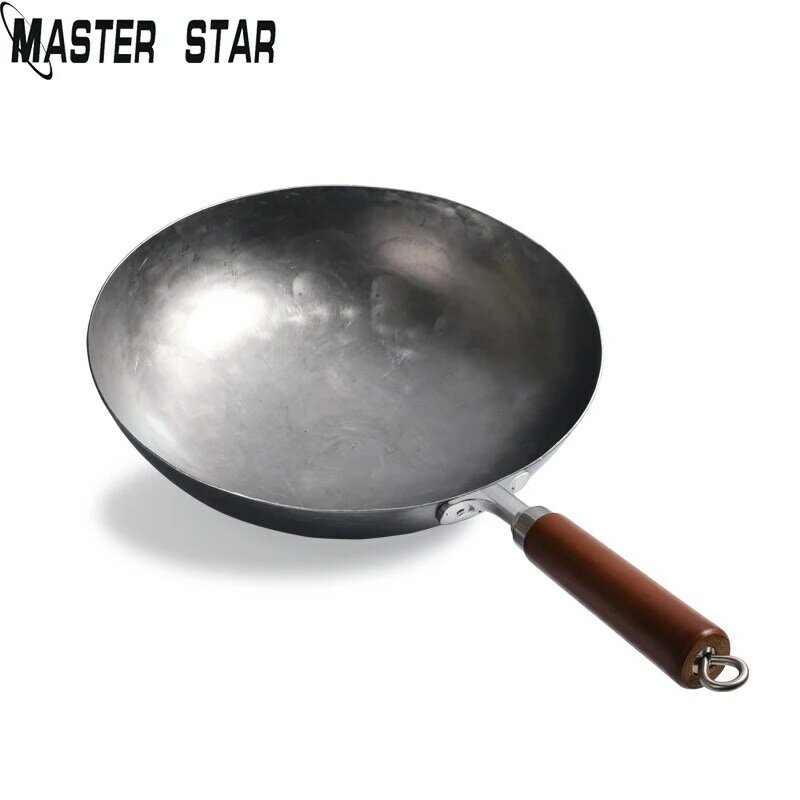 Master Star-مقلاة تقليدية مصنوعة يدويًا ، 32/34 سنتيمتر ، حديد قديم الطراز ، بدون طلاء ، موقد غاز غير لاصق ، أواني طهي #1
