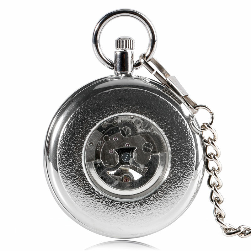 ساعة جيب ميكانيكية أوتوماتيكية فاخرة ، آلية ، هيكلية جير ، أرقام رومانية سوداء ، وجه مفتوح ، هدية للجيب