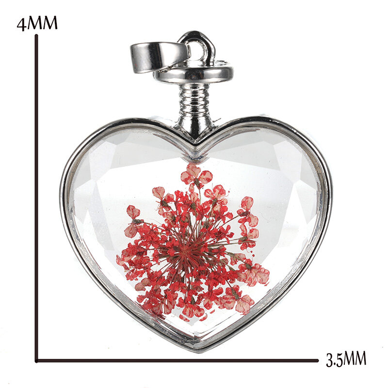 قلادة دائرية من الزجاج الكريستالي بقسم Sen ، قلادة من الكريستال الطبيعي المجفف مع نبات زهرة ، مجوهرات معدنية