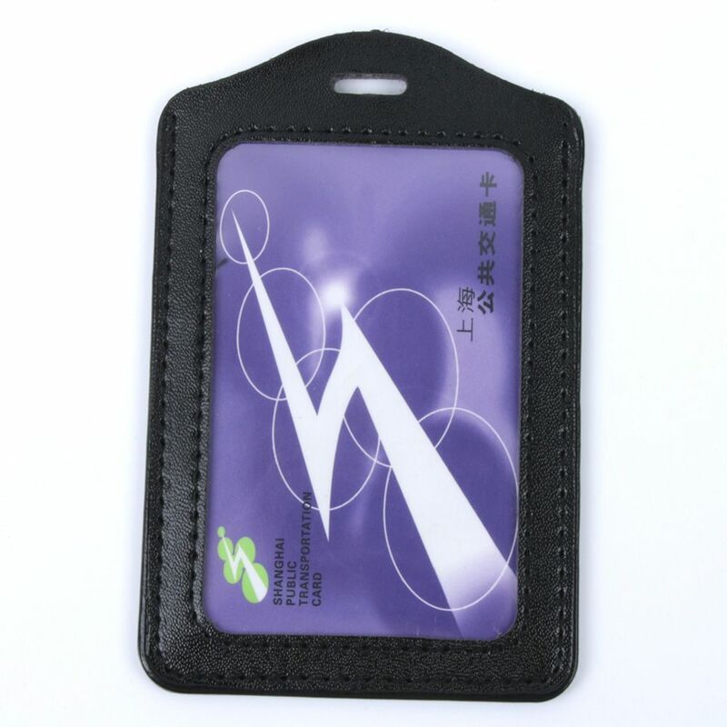 1 قطعة ID بولي Leather حاملي بطاقة جلدية شارة حالة واضحة مع الحدود اللون والحبل ثقوب الصلبة للجنسين منظم بطاقات
