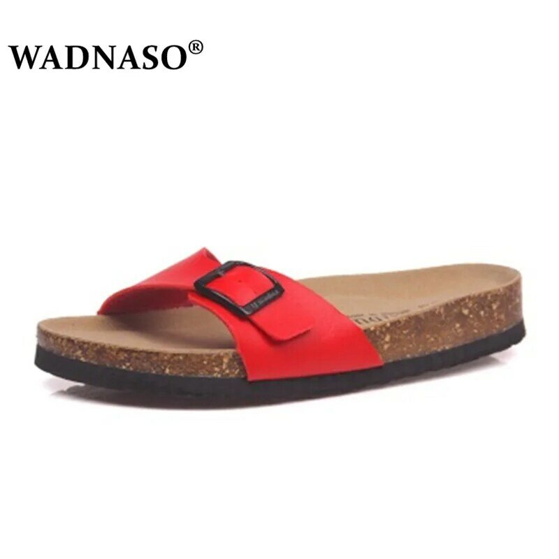 WADNASO-صندل صيفي من الفلين للرجال ، مقاس كبير 35-45 ، حذاء مسطح غير رسمي للشاطئ ، مشبك مزدوج ، مطبوع ، بدون أربطة ، 2019