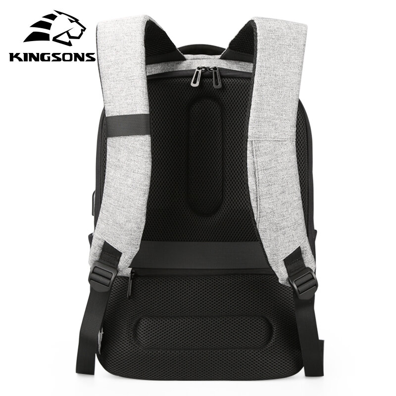 Kingsons-حقيبة ظهر للكمبيوتر المحمول مقاس 15 بوصة مع شاحن USB للرجال ، حقيبة سفر مضادة للسرقة ، حقيبة مدرسية مقاومة للماء
