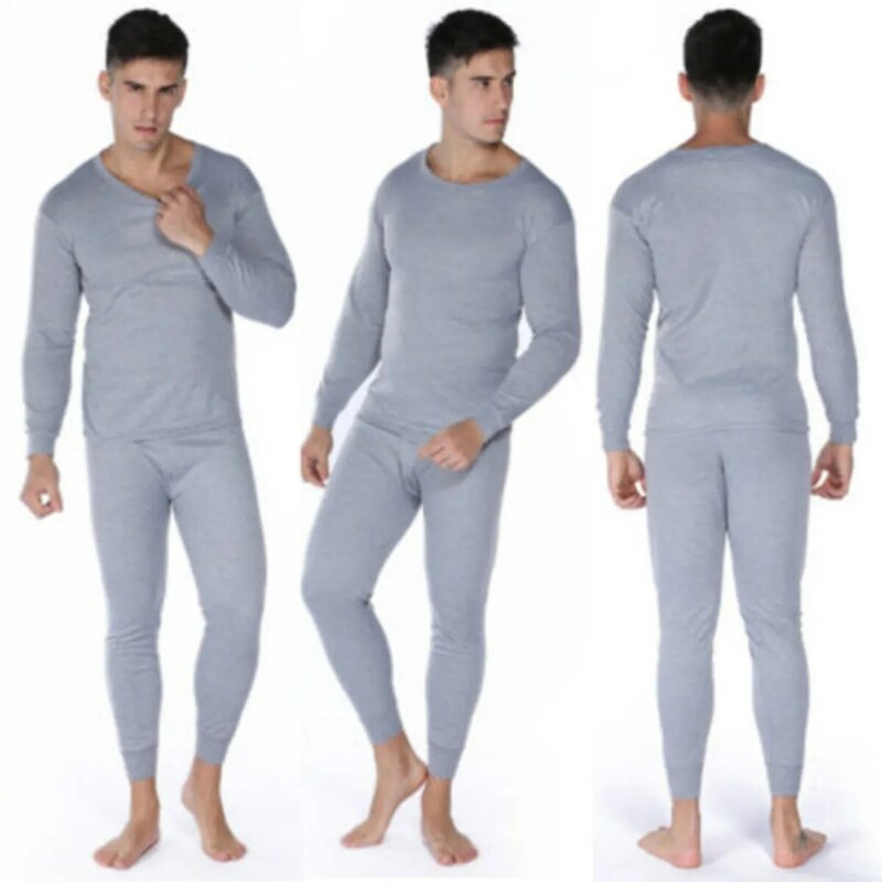 2018 جديد العلامة التجارية الشتاء اللياقة البدنية الرجال الملابس الداخلية الحرارية مجموعة طويلة الأكمام القطن أعلى أسفل نوم 2 قطعة جديد