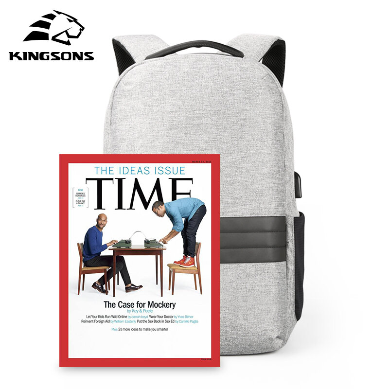 Kingsons-حقيبة ظهر للكمبيوتر المحمول مقاس 15 بوصة مع شاحن USB للرجال ، حقيبة سفر مضادة للسرقة ، حقيبة مدرسية مقاومة للماء