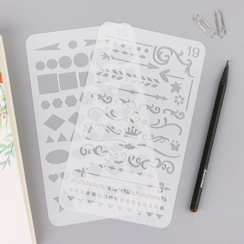 20 قطعة مجموعة استنسل لليوميات من البلاستيك مخطط ديا قالب رسم لديكور اليوميات