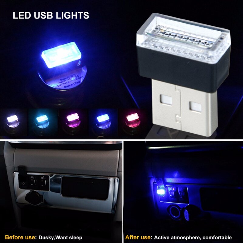 مصباح سيارة LED ، مصباح زخرفي عالمي ، منفذ USB ، إضاءة طوارئ RGB ، مقبس كمبيوتر محمول
