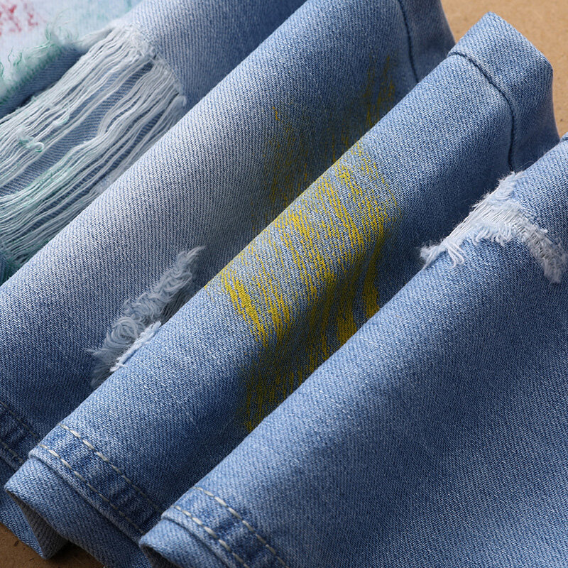 بنطلون جينز أزرق سماوي للرجال ، تصميم جديد على الموضة ، جودة عالية ، ممزق ، مقاس كبير 29-38 ، 2019