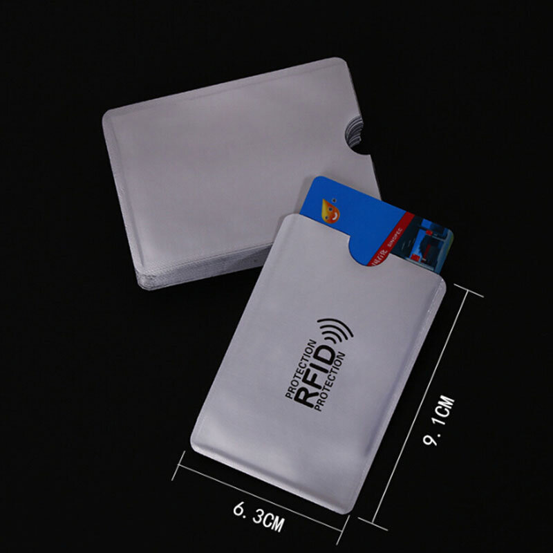 محفظة مصنوعة من الألومنيوم, 2 قطعة محفظة لحمل بطاقة البنك وبطاقة الهوية وبطاقة الائتمان مصنوعة من الألومنيوم