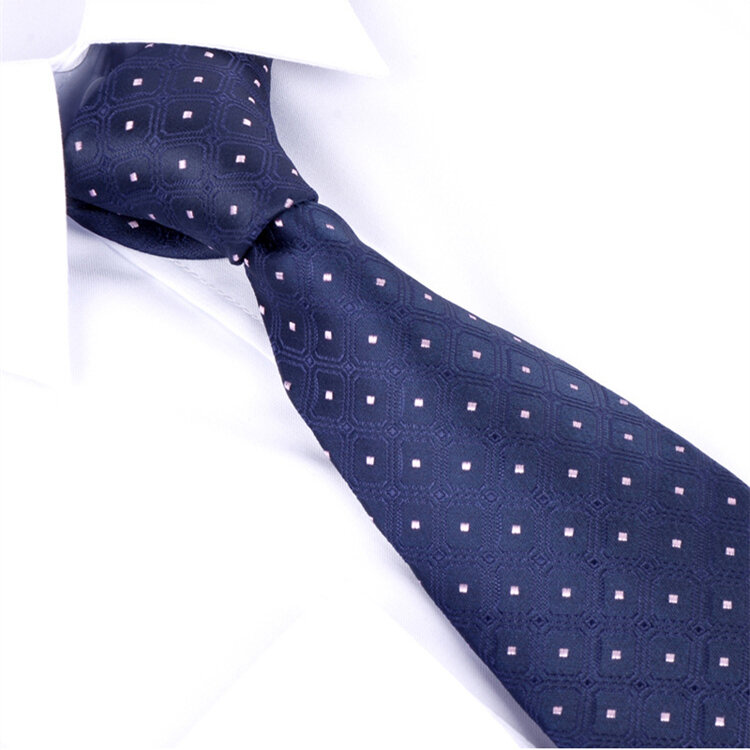 SHENNAIWEI-ربطة عنق رجالية من الألياف الدقيقة ، 8 سنتيمتر ، أبيض ، أزرق داكن ، منقط ، عصري ، 2016