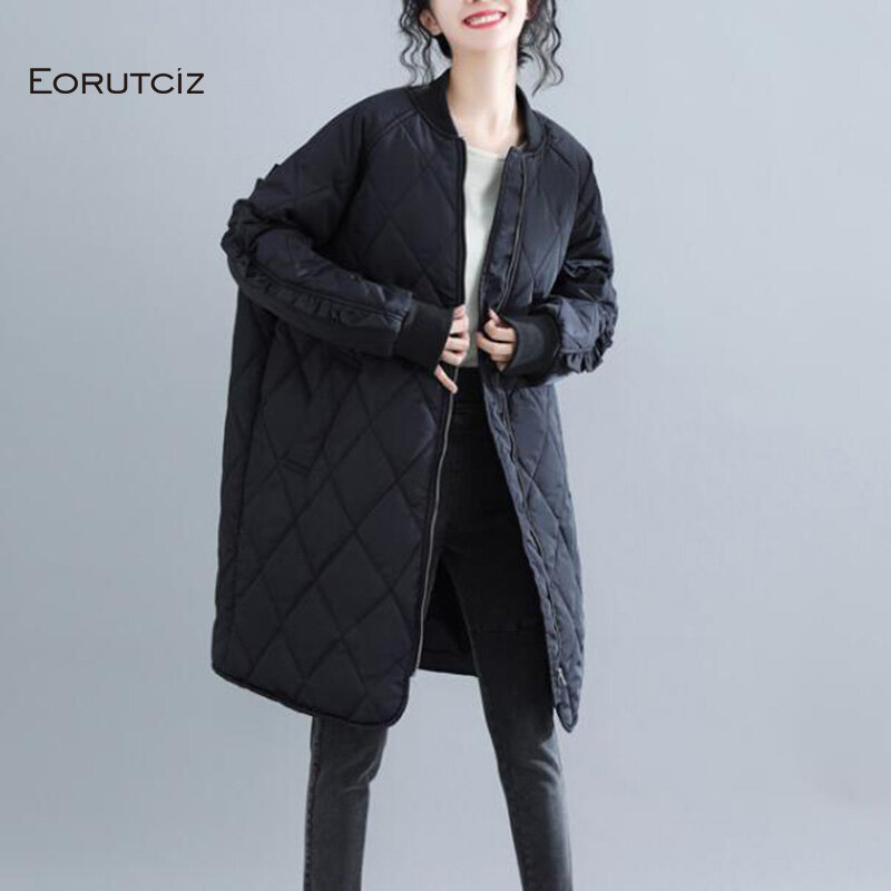 EORUTCIZ-سترة شتوية سميكة للنساء ، سترة طويلة دافئة ، معطف سميك ، عتيق ، Harajuku ، خريف ، ملابس خارجية LM126