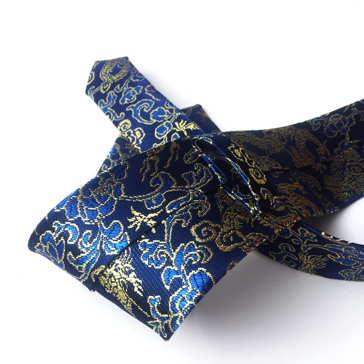 ربطة عنق فاخرة على شكل تنين صيني ، احتفالي ، حرير ، ذهبي ، لحفلات الزفاف ، رجال الأعمال