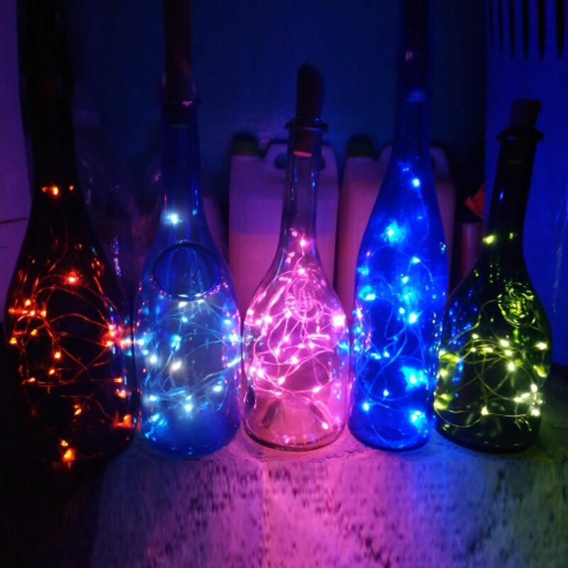 9 قطعة/الوحدة 9 ألوان LED الطوق النحاس سلك كوركر سلسلة 1M 2M 3M الجنية أضواء للزجاج الحرفية زجاجة عيد الميلاد الزفاف ديكور