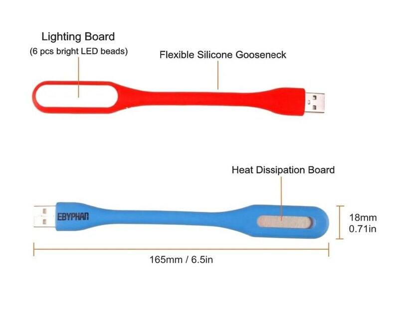 كتاب ضوء البسيطة USB LED ضوء 5V 1.2W قوة البنك القراءة ضوء دفتر المحمولة LED مصباح 9 الألوان USB ليلة أضواء (1 قطعة)