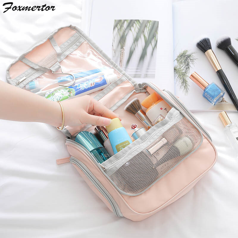 Foxmertor-حقيبة أدوات الزينة للسفر للرجال والنساء ، حقيبة أدوات الزينة ، ملحقات السفر مع خطاف ، 6 ألوان ، جودة عالية