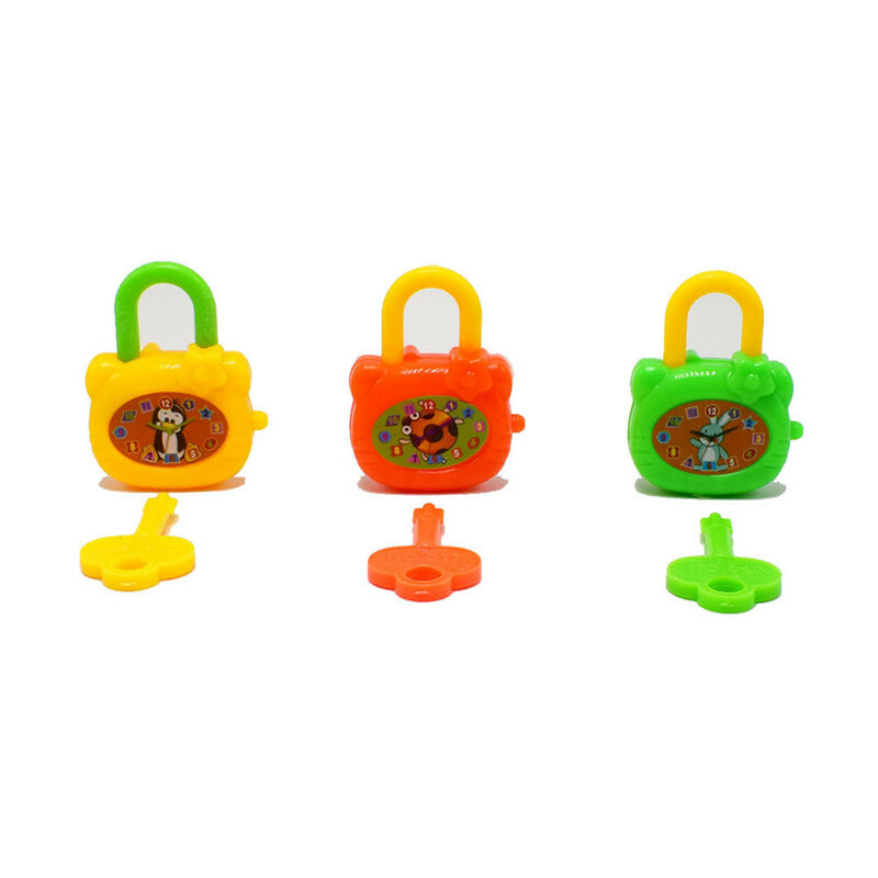 لعبة كرتونية بلاستيكية مع مفاتيح للاطفال ، قفل ، دفتر ، هدية ، لعبة عيد ميلاد ملونة ، 2 قطعة