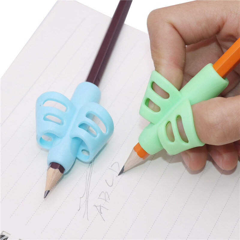 3 قطعة حامل قلم بإصبعين سيليكون الطفل تعلم الكتابة أداة الكتابة القلم الكتابة تصحيح جهاز الأطفال القرطاسية مجموعة