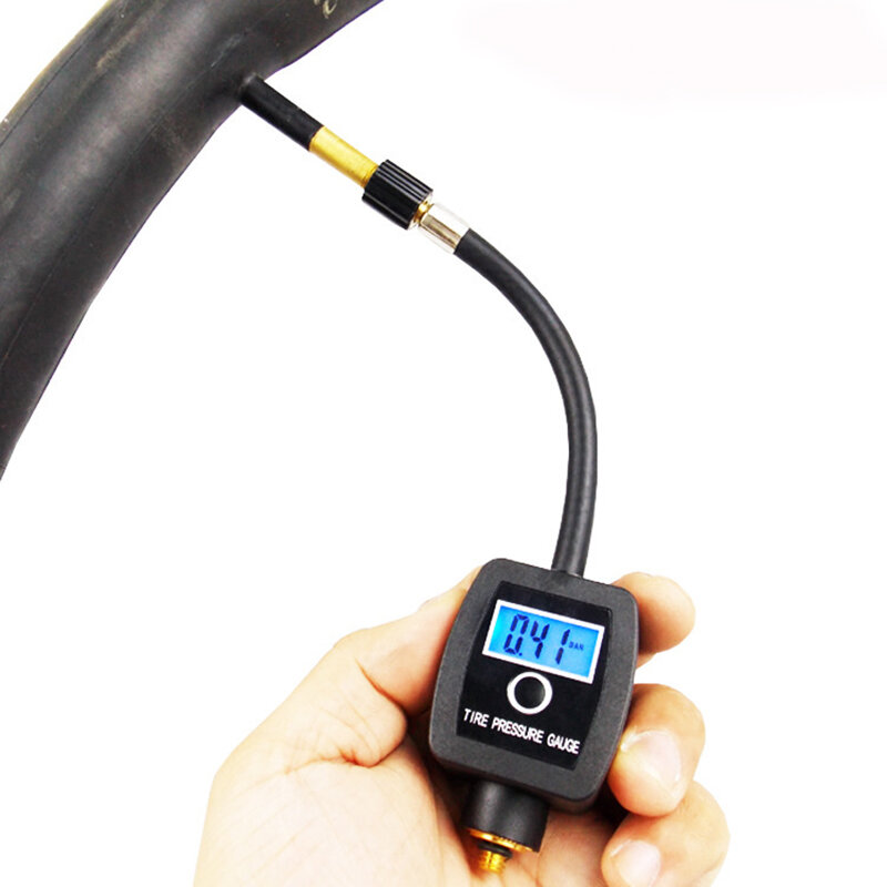 100PM إطار دراجة رقمية قياس ضغط الهواء دراجة صغيرة قياس الإطارات الهواء متر لصمام بريستا/صمام شريدر