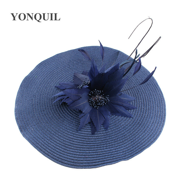 Kenducky-أغطية رأس زهرية لحفلات الزفاف ، قبعات شاي ، أغطية رأس للرأس ، زينة لسباق الزفاف ، للسيدات ، باللون الأزرق الداكن