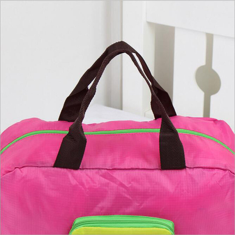 SHUSHIRUO الملونة حقيبة سفر قابلة للطي مقاوم للماء للجنسين الأمتعة أكسفورد حقيبة ظهر قطنية موضة صندوق تخزين ملابس منظم حقائب اليد