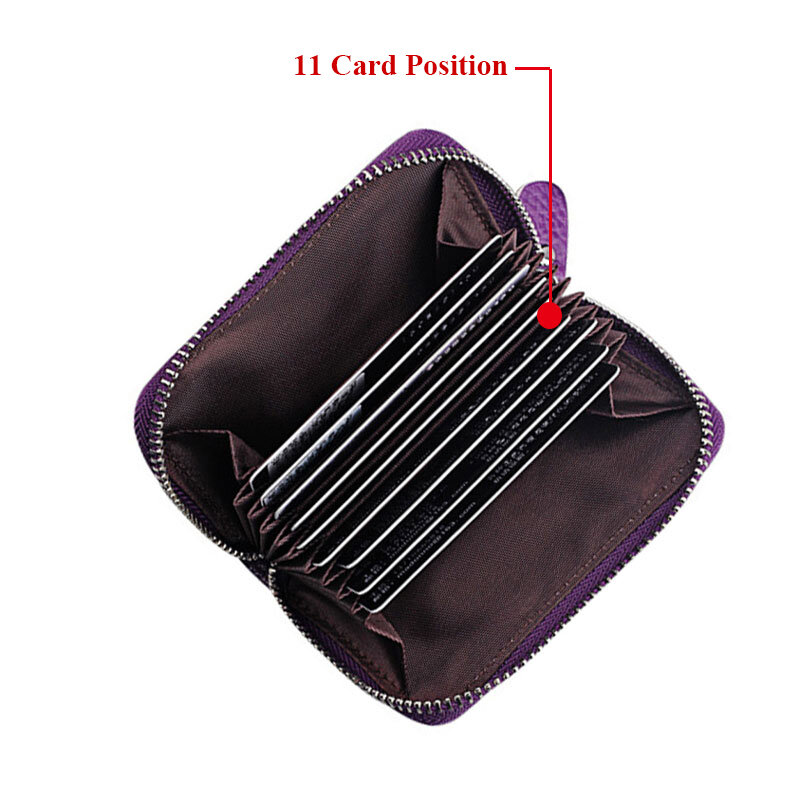 BONAMIE-محفظة جلدية أصلية للجنسين ، حامل بطاقات ، متوفرة في 10 ألوان ، أسود