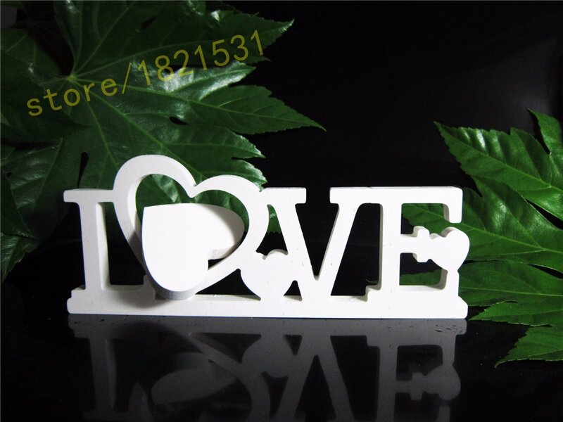 2016 الجديدة الملتصقة إلكتروني الحب إطار الصورة الخشب خشبية الأبجدية الأبيض ديكور المنزل عرس عيد