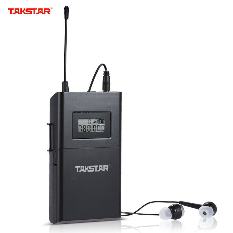 Takstar WPM-200 UHF نظام الصوت اللاسلكي استقبال شاشة الكريستال السائل 6 قنوات اختيار 50 متر انتقال مع سماعات أذن