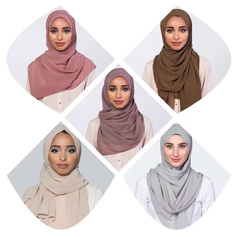 وشاح شيفون حريري نسائي ، وشاح فقاعي ، شال حجاب عادي ، عقال عالي الجودة ، 39 لونًا ، مجموعة جديدة 2020