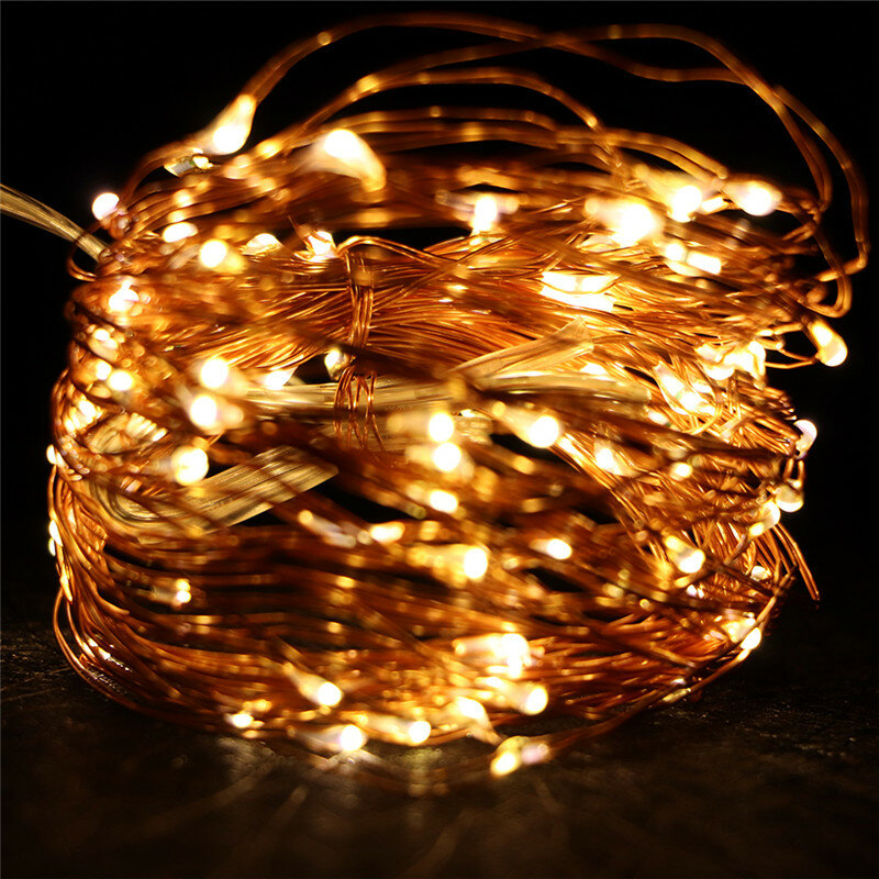 10 متر 100 LED سلسلة ضوء إضاءة مقاومة للماء خيط سلك نحاسي عطلة في الهواء الطلق الجنية أضواء لعيد الميلاد ديكور حفلات الزواج