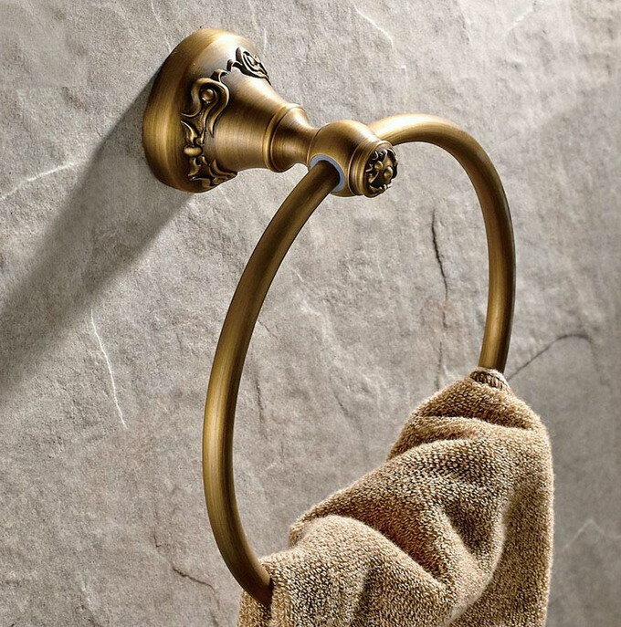الفاخرة الذهب اللون النحاس جدار الحمام شنت حلقة المنشفة حامل ملحقات الحمام حمام الأجهزة السيراميك قاعدة mba252