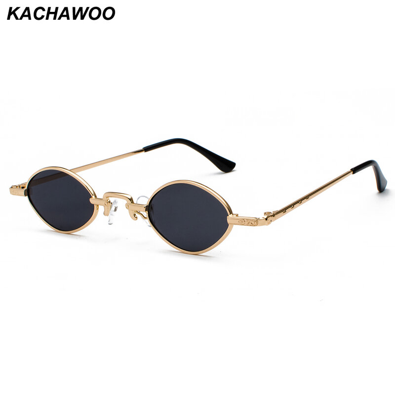Kachawoo-نظارة شمسية ريترو بيضاوية للنساء والرجال ، إطار معدني صغير ، أسود وأحمر شفاف ، عناصر هدايا للجنسين #1