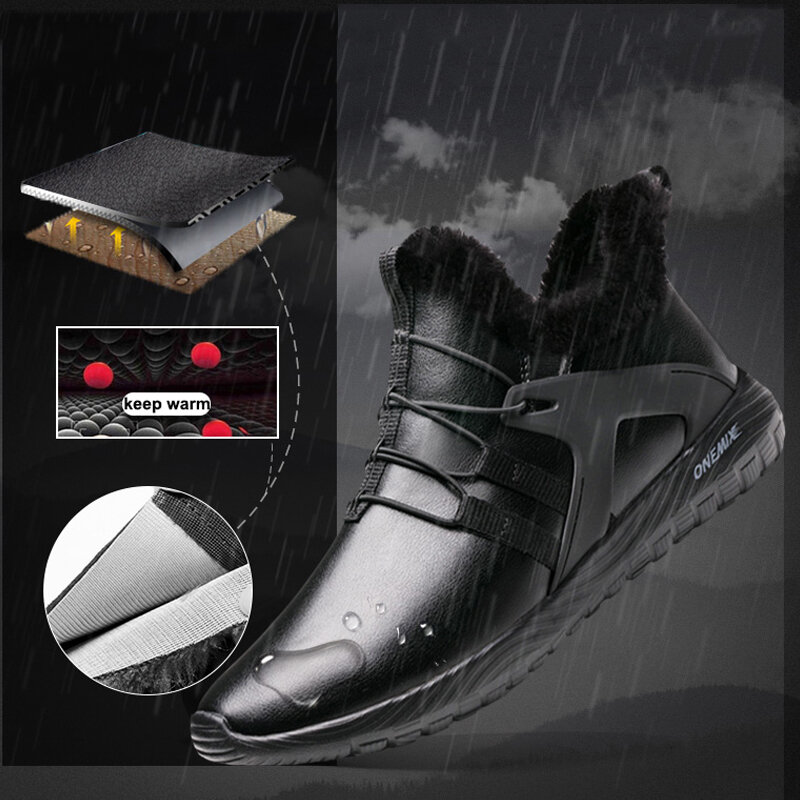 ONEMIX تعزيز الرجال حذاء للسير مسافات طويلة مقاوم للماء أحذية من الجلد الشتاء الانزلاق على المهنية المضادة للانزلاق الرحلات في الهواء الطلق ال...