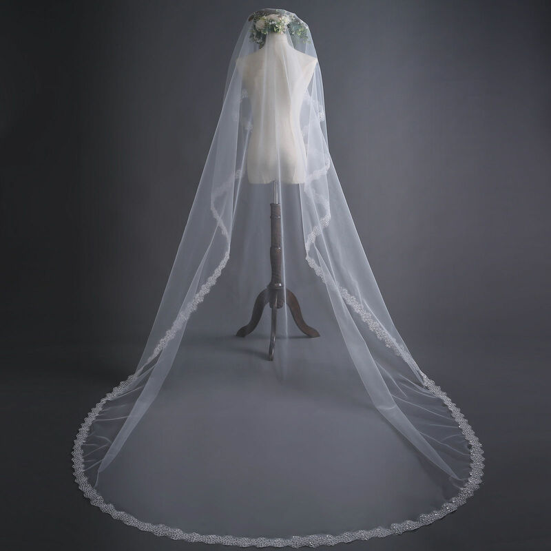 1 t 3 m طرحة زفاف الترتر كاتدرائية لينة الزفاف الحجاب الزواج التبعي أنيقة
