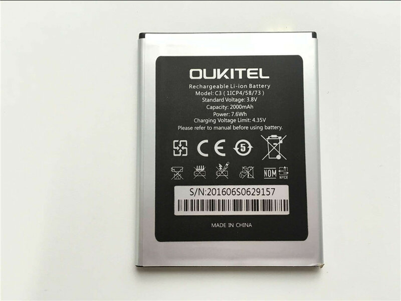 Oukitel C3 بطارية 100% الأصلي 2000mAh احتياطية تبديل البطارية ل Oukitel C3 الهاتف المحمول + تتبع رقم