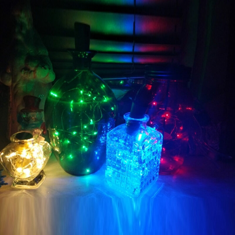9 قطعة/الوحدة 9 ألوان LED الطوق النحاس سلك كوركر سلسلة 1M 2M 3M الجنية أضواء للزجاج الحرفية زجاجة عيد الميلاد الزفاف ديكور