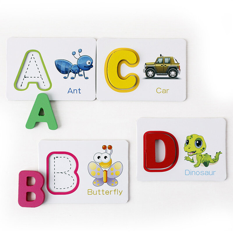 مجموعة بطاقات تعلم الحروف الأبجدية للأطفال 26 حرف إنجليزي بطاقة إملائية للأطفال ما قبل المدرسة في وقت مبكر من الكلمات ألعاب معرفية