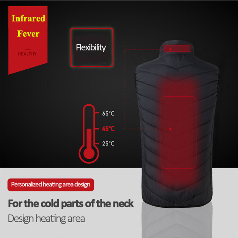 فاليزا USB ساخنة سترة الرجال الشتاء جاكت للتدفئة الذكور صدرية الملابس الحرارية الدافئة ريشة أكمام جيليه أوم سترات MJ117
