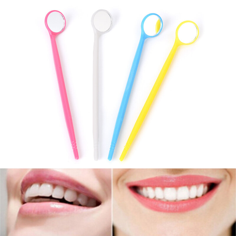 المحمولة الأزرق والأبيض والوردي والأصفر الأسنان الأسنان مرآة odontology icos أدوات طبيب الأسنان البلاستيك تبييض الأسنان مرآة أدوات
