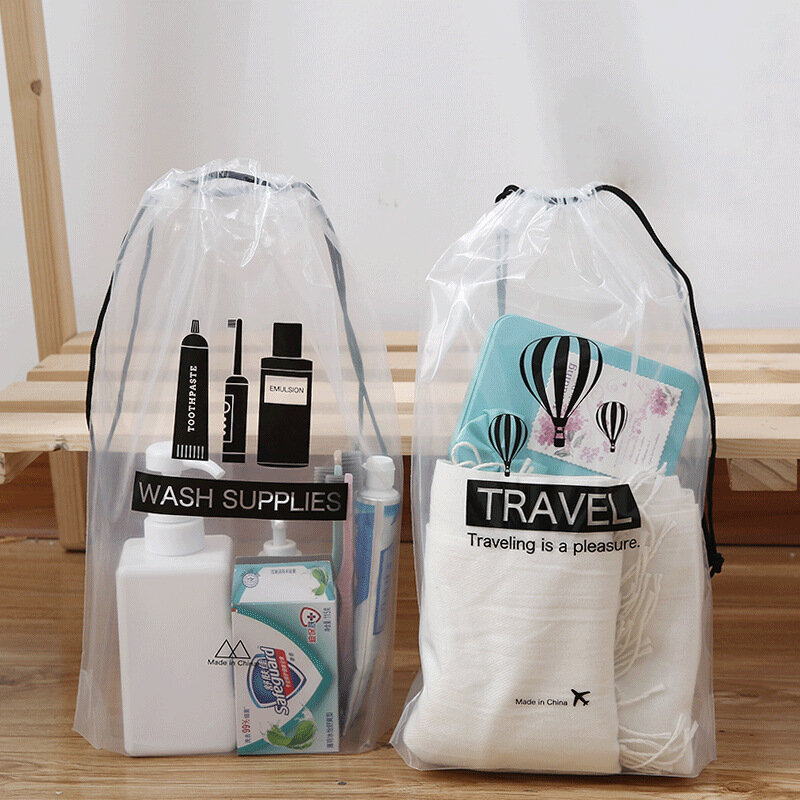 حقيبة مكياج شفافة للسفر للنساء ، حقيبة مكياج برباط ، منظم الحمام ، مجموعة أدوات التجميل ، حقيبة تخزين
