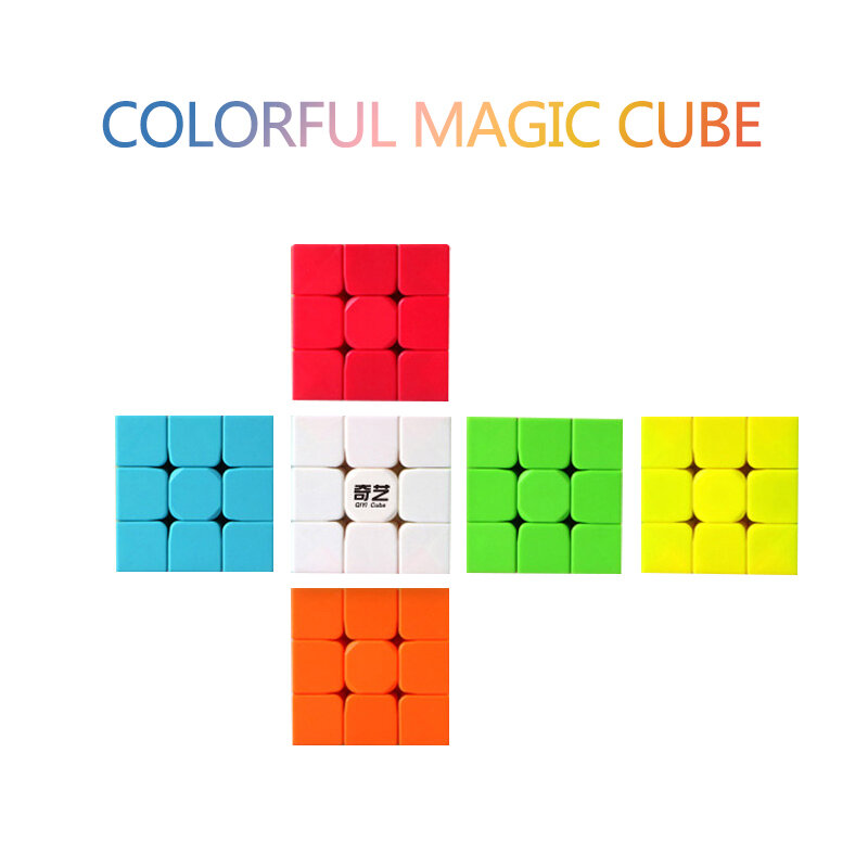 Qiyi-المكعب السحري 3x3x3 ، أحجية ملونة بدون غراء للأطفال والكبار ، قاعدة هدايا احترافية عالية الجودة