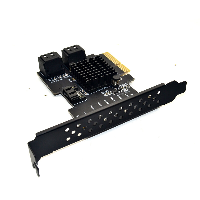 JMS585 رقاقة 5 منافذ SATA 3.0 إلى PCIe بطاقة التوسع 4X Gen 3 PCI express SATA محول SATA 3 مع بالوعة الحرارة ل HDD