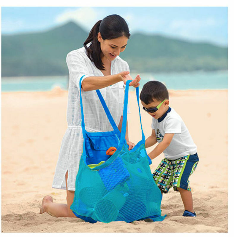 حقيبة شاطئ كبيرة ، حقيبة شاطئ شبكية ، حقيبة حمل ، حقيبة تخزين للأطفال