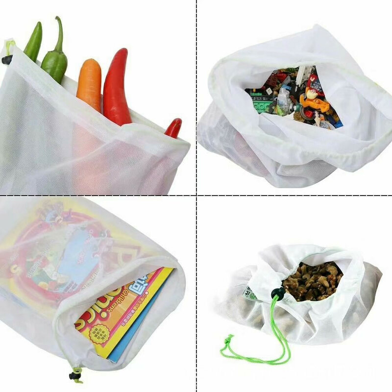حقيبة تسوق قابلة لإعادة الاستخدام ، نايلون ، قابلة للتعديل ، حقيبة حمل للفواكه والخضروات ، أكياس تسوق شبكية ، 1/3 قطعة.