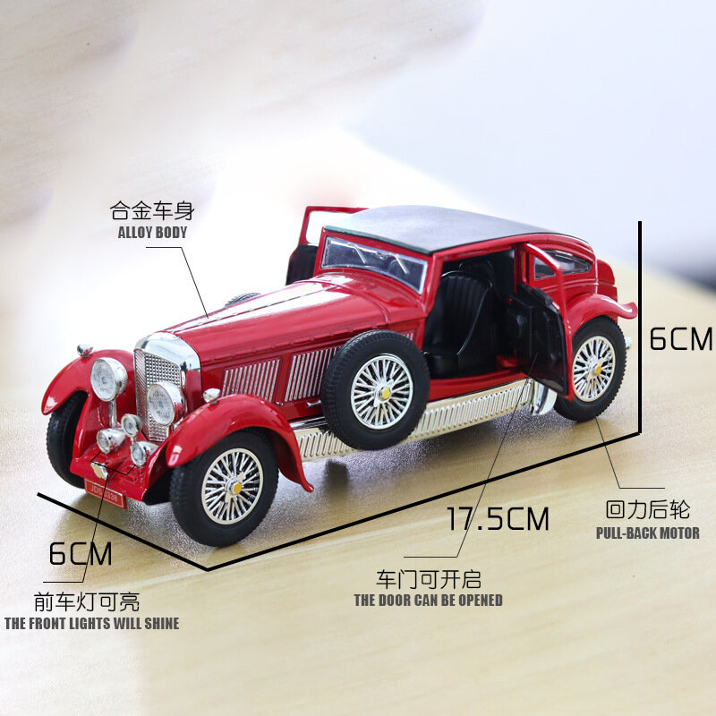 1:32 الكلاسيكية نموذج سيارة بن tley 8L العتيقة سيارة نموذج محاكاة الصوت والضوء التراجع سيارة الحلي الرجعية لعبة مجسمة سيارة هدية