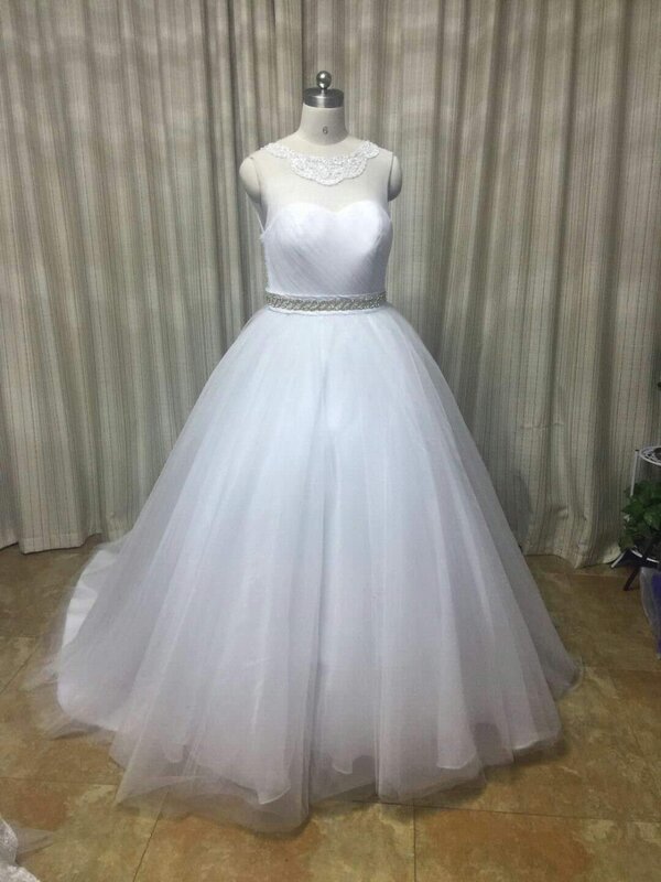 الكرة البيضاء ثوب الزفاف 2019 الأورجانزا مطرز الكريستال فستان زفاف فستان زفاف الزفاف