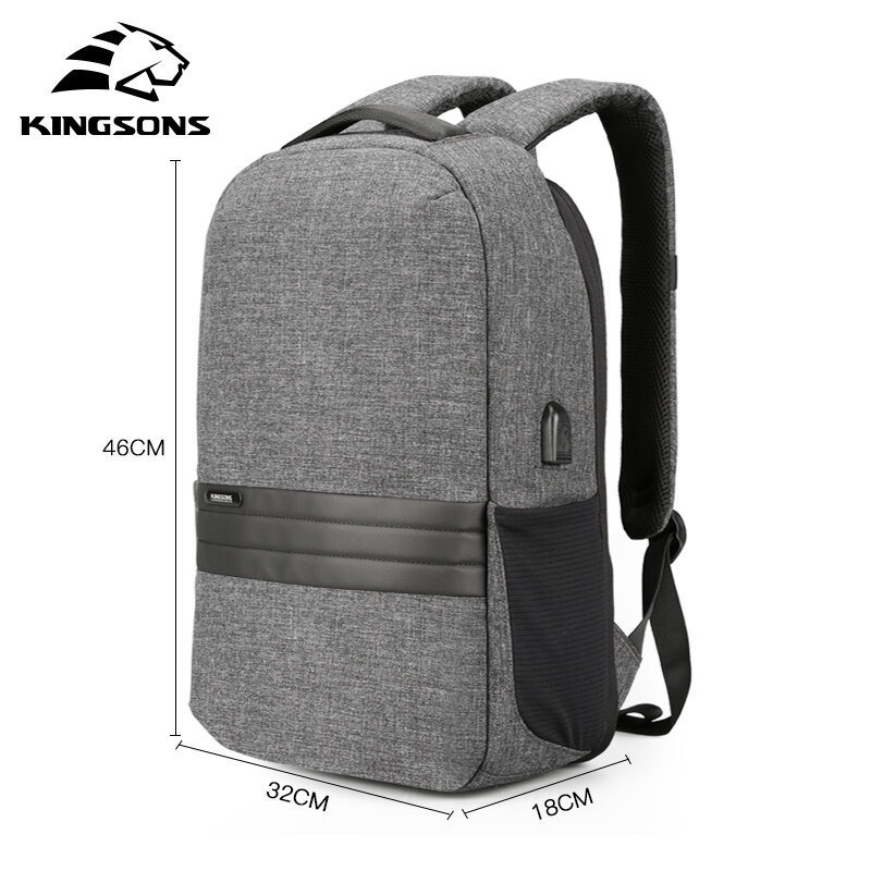 Kingsons-حقيبة ظهر غير رسمية للرجال ، حقيبة ظهر للكمبيوتر المحمول مقاس 15.6 بوصة ، حقيبة سفر مع إعادة شحن USB
