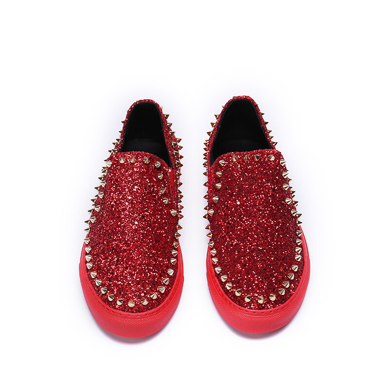 جديد مصمم أزياء برشام الرجال الأحذية الفاخرة العلامة التجارية عالية أعلى جلد رجل المتسكعون أحمر أسفل الانزلاق على جودة عالية zapatos هومبر