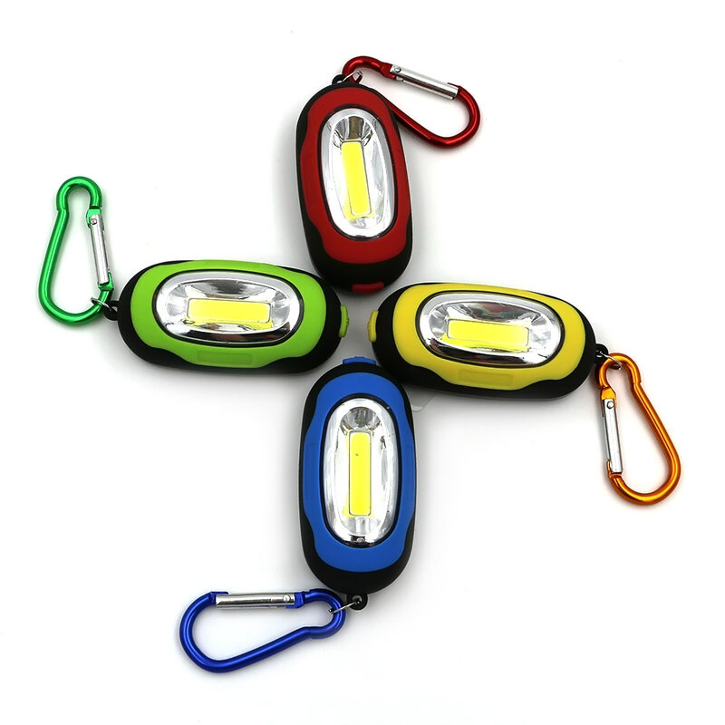 مصباح سلسلة مفاتيح صغير محمول ، مصباح يدوي صغير متعدد الألوان مع بطارية زر ، 3 أوضاع COB