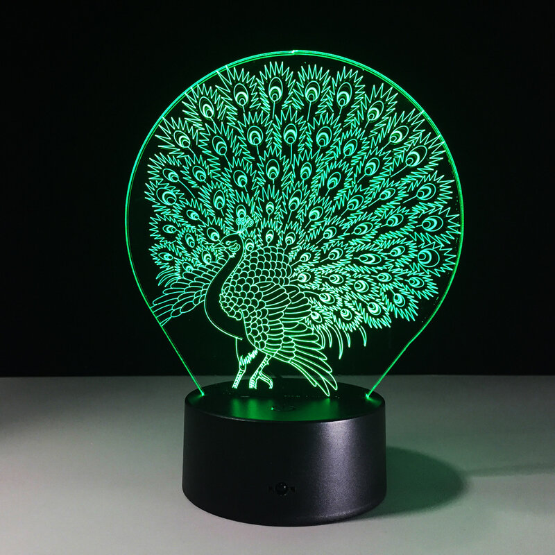 الطاووس ثلاثية الأبعاد نمط ليلة ضوء التحكم عن بعد الإبداعية الاكريليك عمل الشكل 7 لون قابل للتعديل الهدايا Y75 #1
