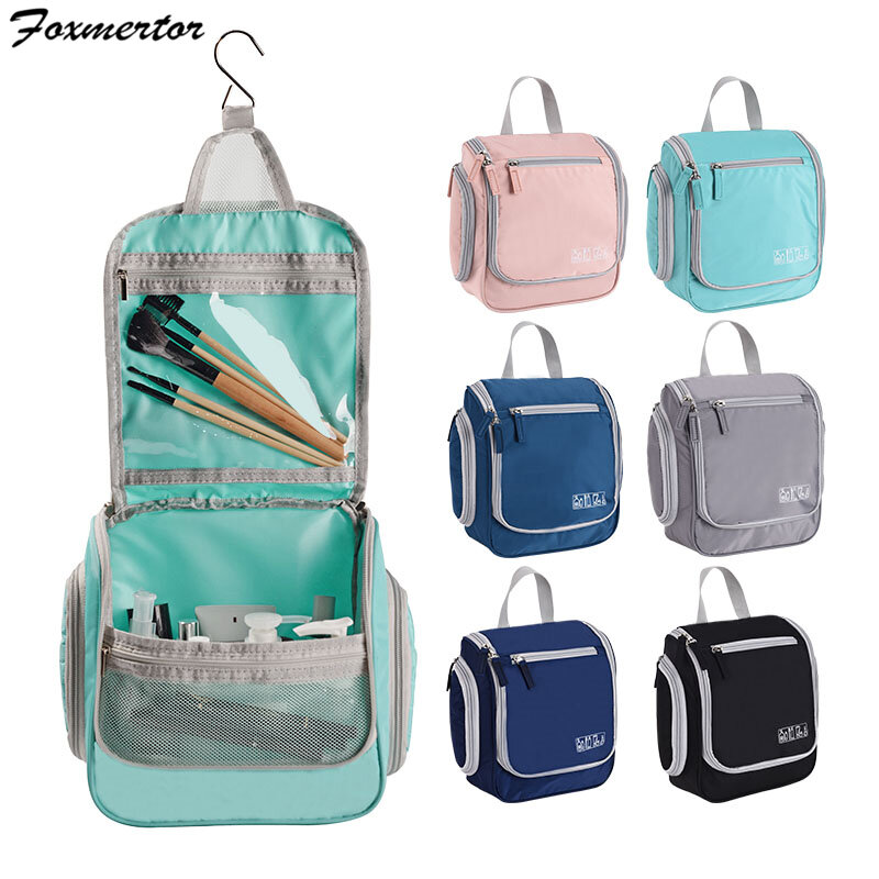Foxmertor-حقيبة أدوات الزينة للسفر للرجال والنساء ، حقيبة أدوات الزينة ، ملحقات السفر مع خطاف ، 6 ألوان ، جودة عالية