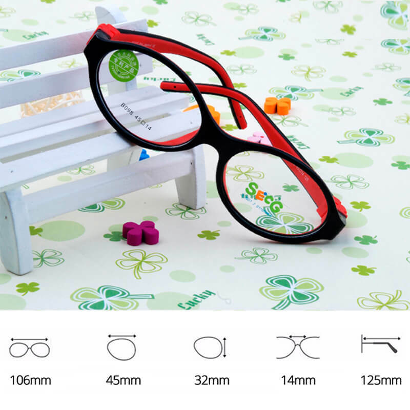 نظارات أطفال دائرية لطيفة من SECG مصنوعة من السيليكون لقصر النظر قابلة للفصل ومتينة ومرنة ومزودة بنظارات للأطفال